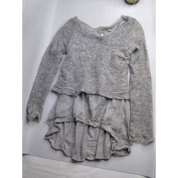 Anthropologie Long Sleeve Gray Wool Alpaca Nylon Blend Tunic Sweater L - Picture 10 of 11